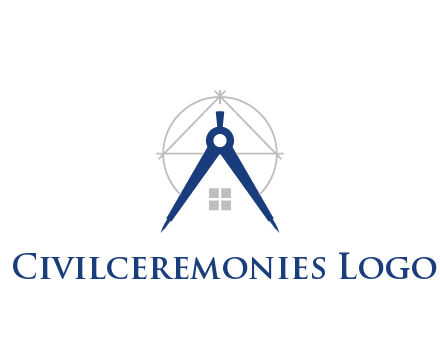 abstract house with compass construction logo