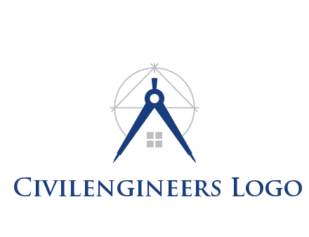 abstract house with compass construction logo
