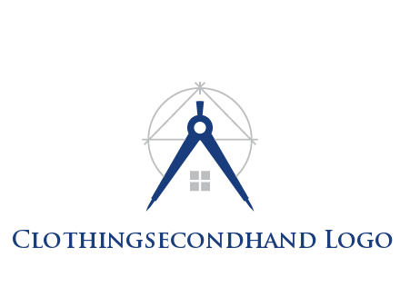 abstract house with compass construction logo