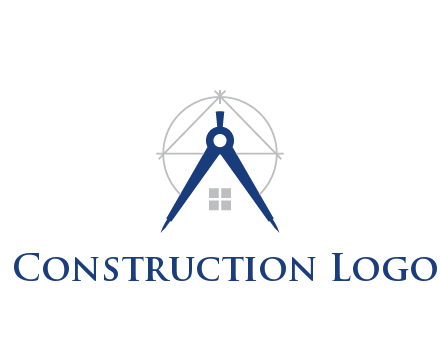 abstract house with compass construction logo