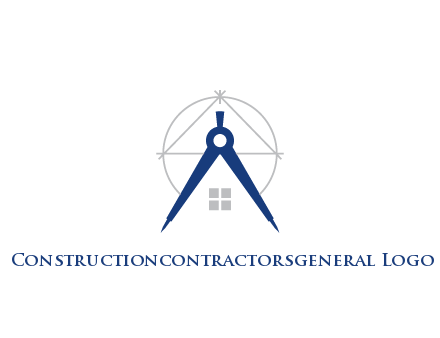 abstract house with compass construction logo