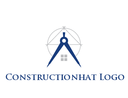 abstract house with compass construction logo