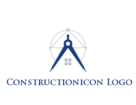 abstract house with compass construction logo