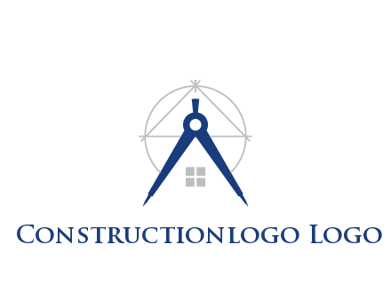 abstract house with compass construction logo