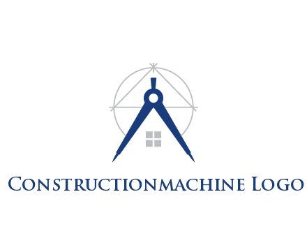 abstract house with compass construction logo