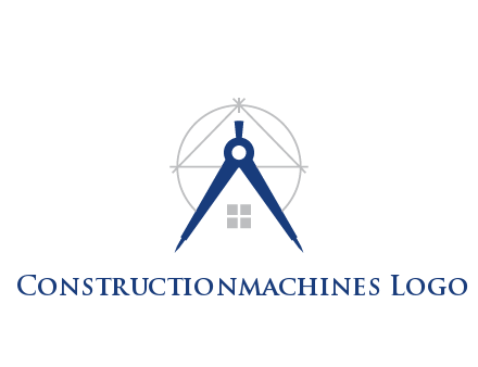 abstract house with compass construction logo
