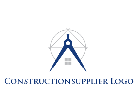 abstract house with compass construction logo