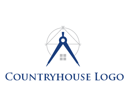 abstract house with compass construction logo