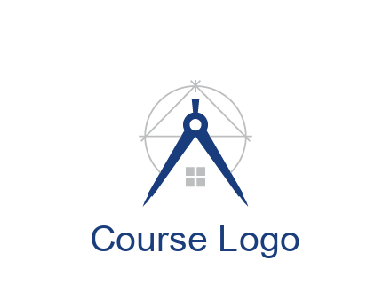 abstract house with compass construction logo