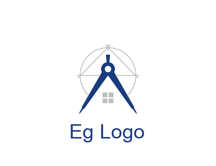 abstract house with compass construction logo