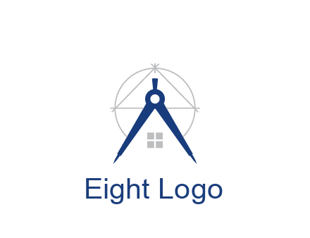 abstract house with compass construction logo