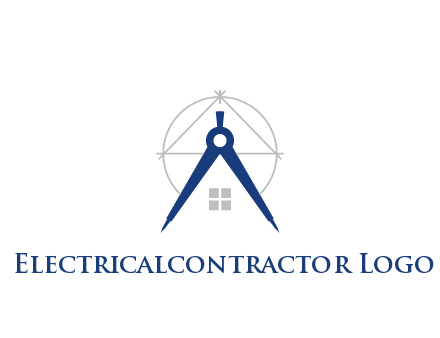 abstract house with compass construction logo