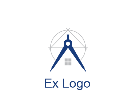 abstract house with compass construction logo