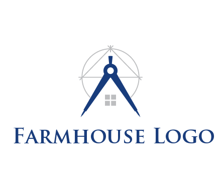 abstract house with compass construction logo