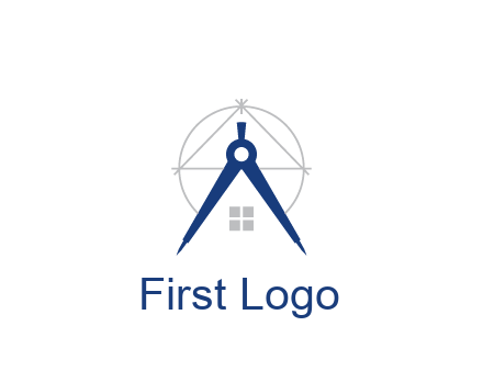 abstract house with compass construction logo