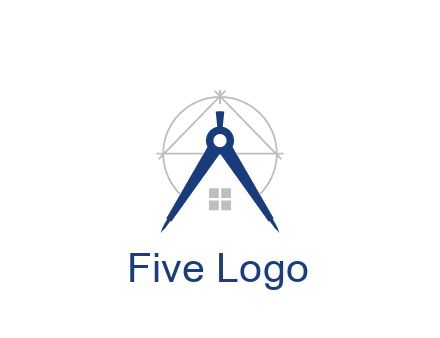abstract house with compass construction logo