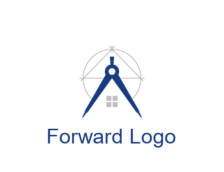 abstract house with compass construction logo