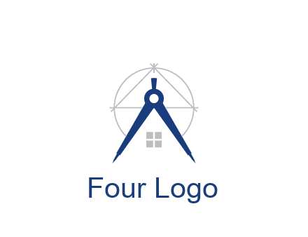 abstract house with compass construction logo