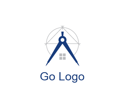 abstract house with compass construction logo