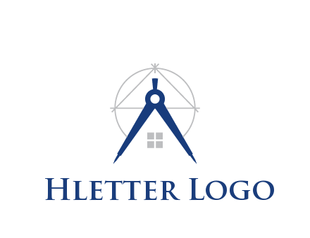 abstract house with compass construction logo