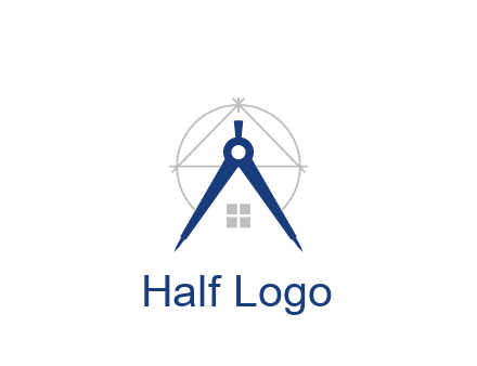 abstract house with compass construction logo