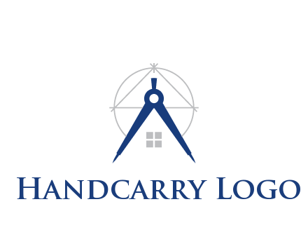 abstract house with compass construction logo