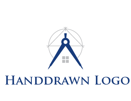 abstract house with compass construction logo