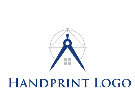abstract house with compass construction logo