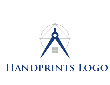 abstract house with compass construction logo