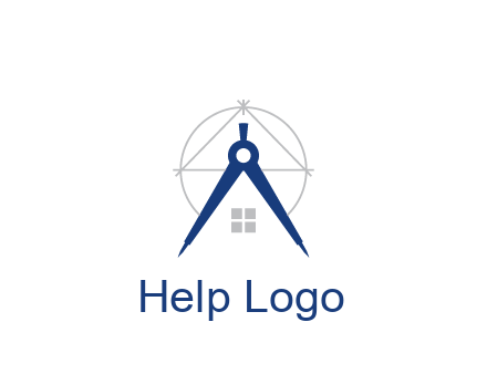 abstract house with compass construction logo
