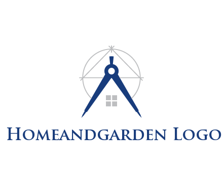 abstract house with compass construction logo