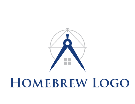 abstract house with compass construction logo
