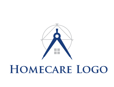 abstract house with compass construction logo