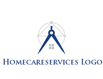abstract house with compass construction logo
