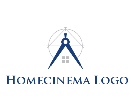 abstract house with compass construction logo