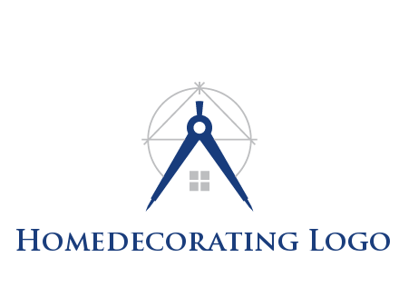 abstract house with compass construction logo