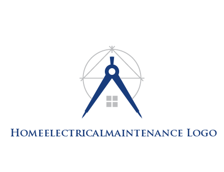 abstract house with compass construction logo