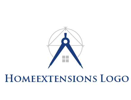 abstract house with compass construction logo