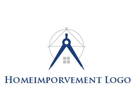 abstract house with compass construction logo