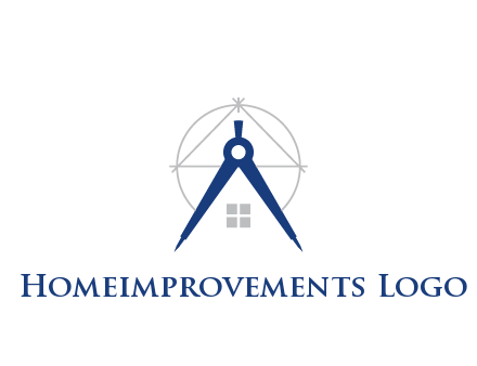 abstract house with compass construction logo