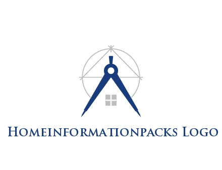abstract house with compass construction logo