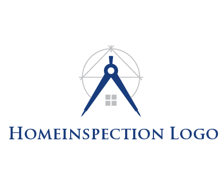 abstract house with compass construction logo