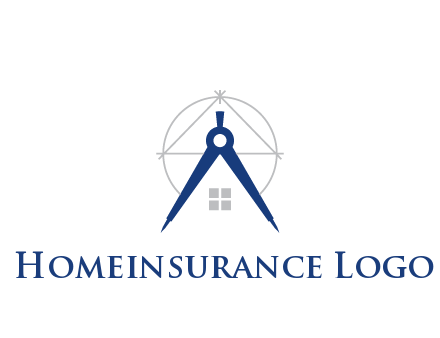 abstract house with compass construction logo