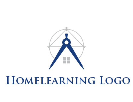 abstract house with compass construction logo