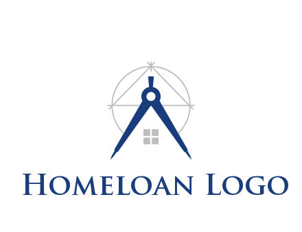 abstract house with compass construction logo