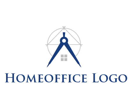 abstract house with compass construction logo
