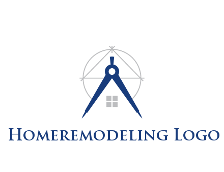 abstract house with compass construction logo