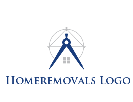abstract house with compass construction logo