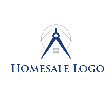 abstract house with compass construction logo