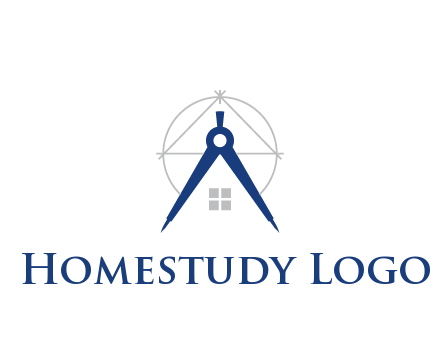 abstract house with compass construction logo
